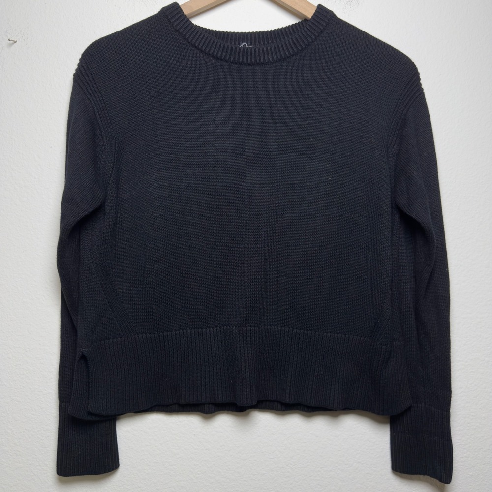 Lululemon Womens Cashlu Boxy Crewneck Sweater XS Black  Ribbed Knit Casaul